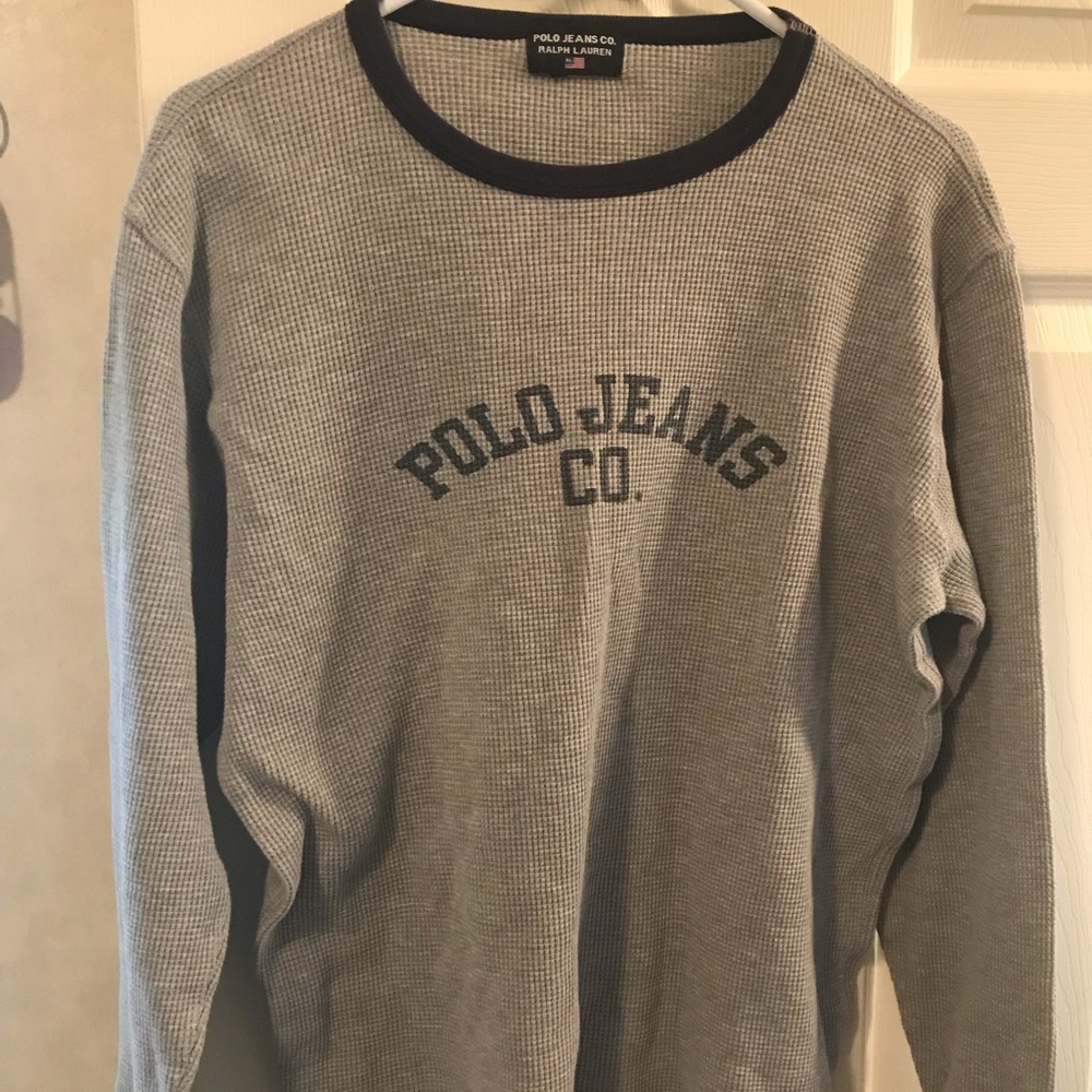 Mens Ralph Lauren Polo Jeans thermal shirt grey